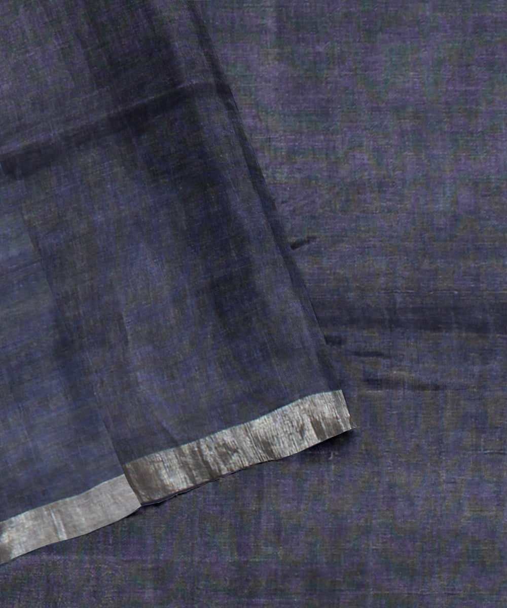 Grey handwoven linen saree