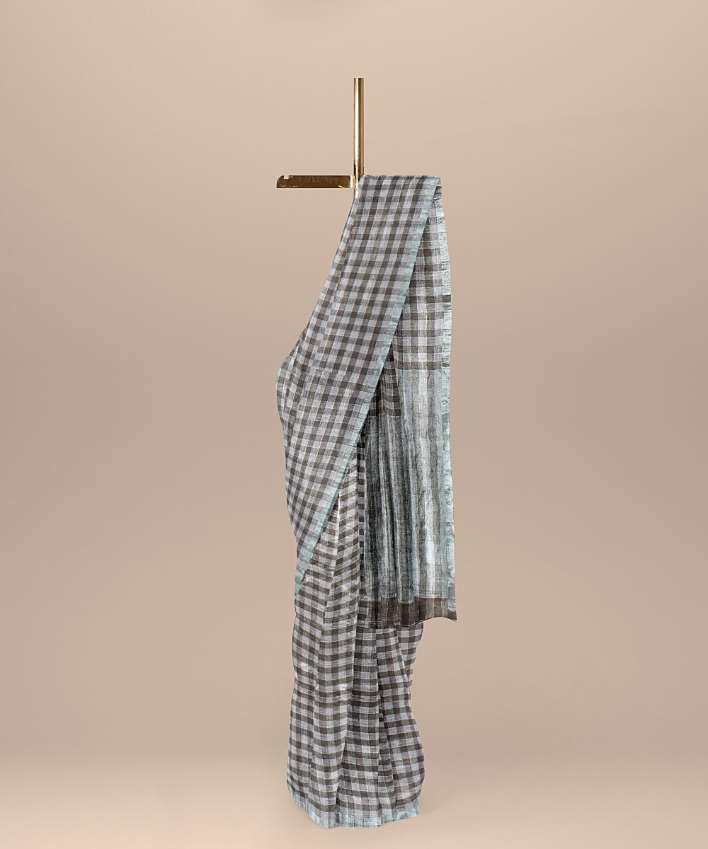 Multicolor handwoven linen saree