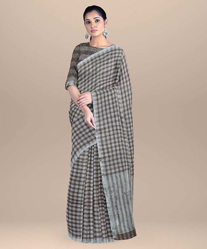 Multicolor handwoven linen saree