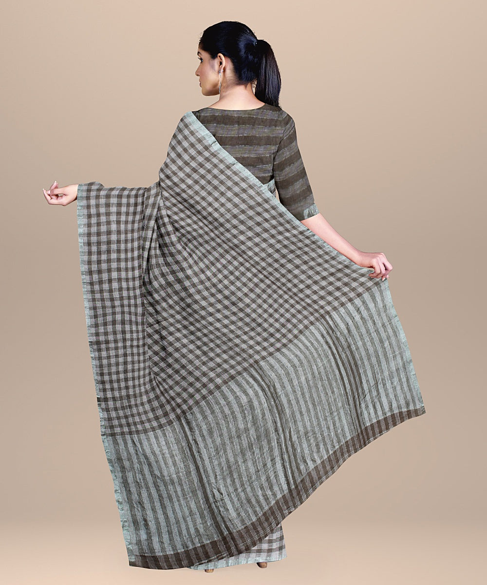 Multicolor handwoven linen saree