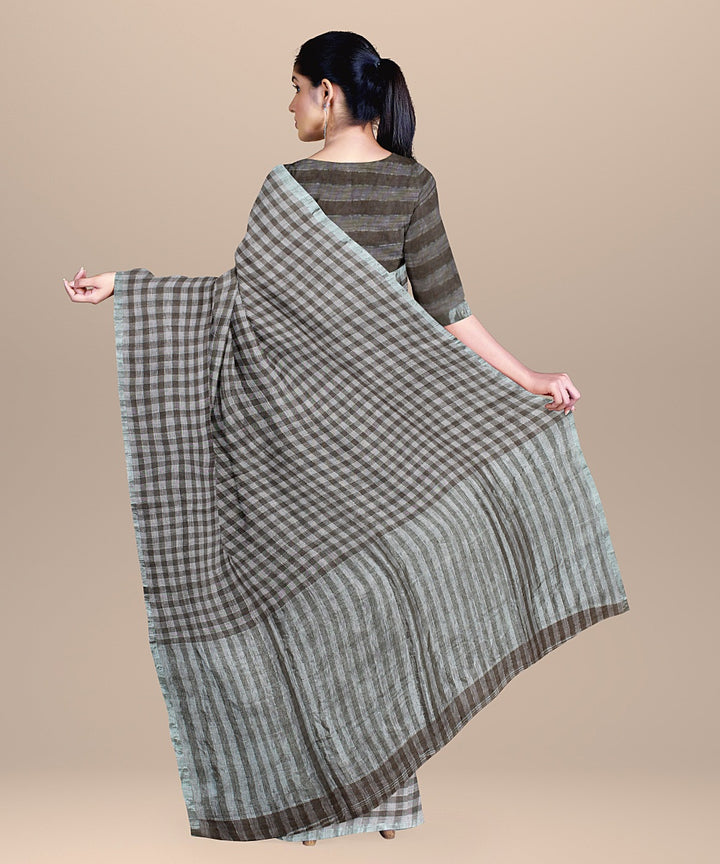 Multicolor handwoven linen saree