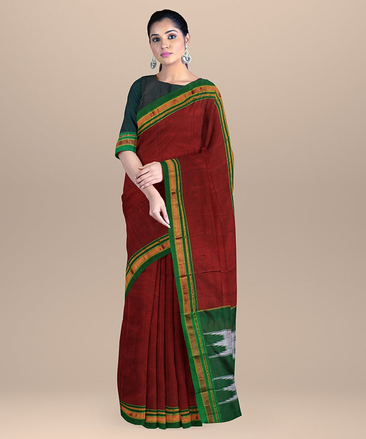 Red green handwoven ilkal silk saree