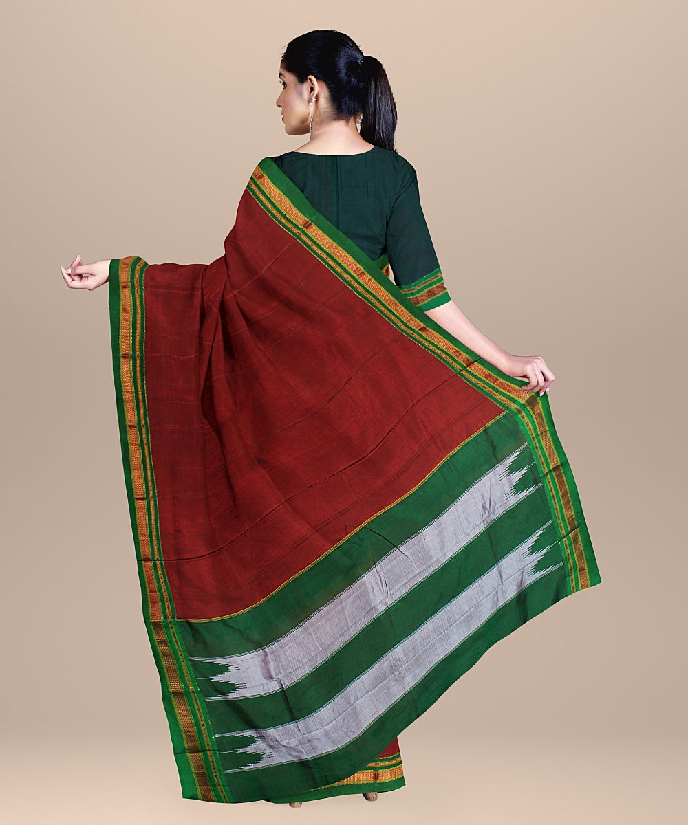 Red green handwoven ilkal silk saree