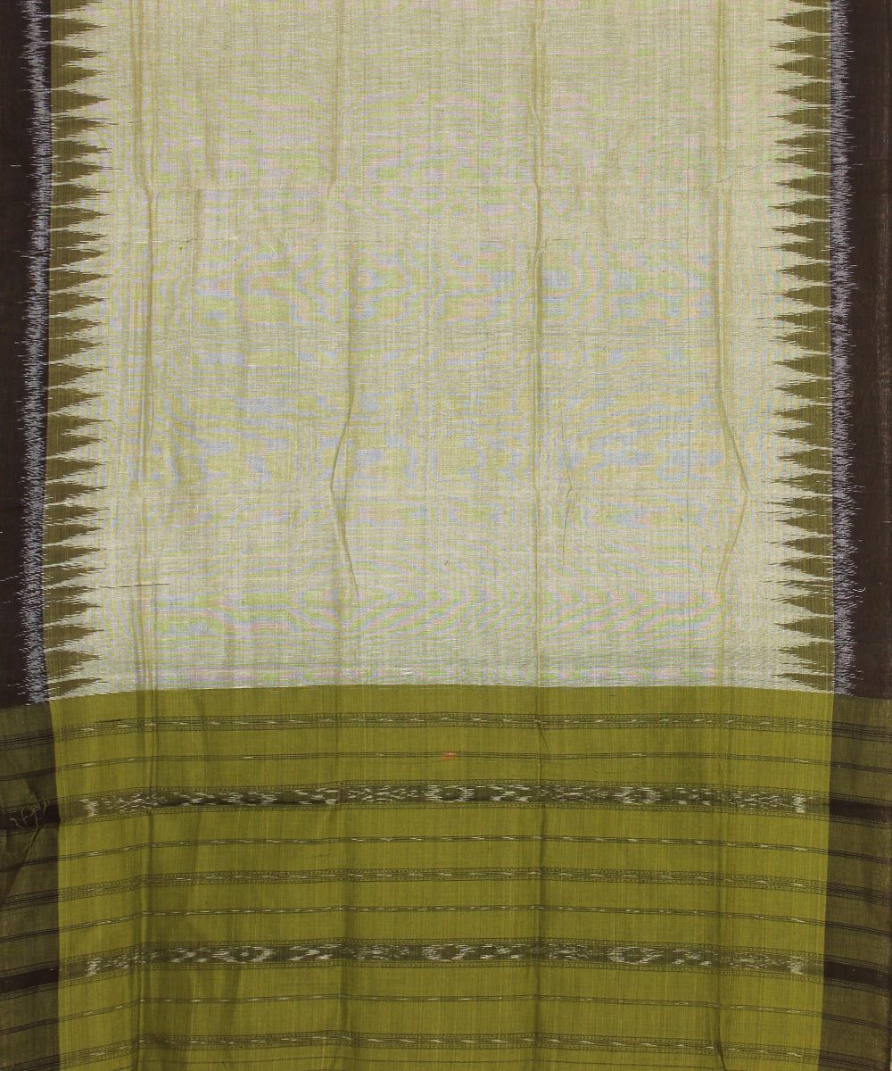 Olive green black handwoven cotton sambalpuri dress material