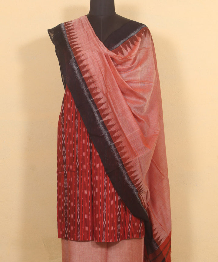 Red light pink handwoven sambalpuri cotton dress material