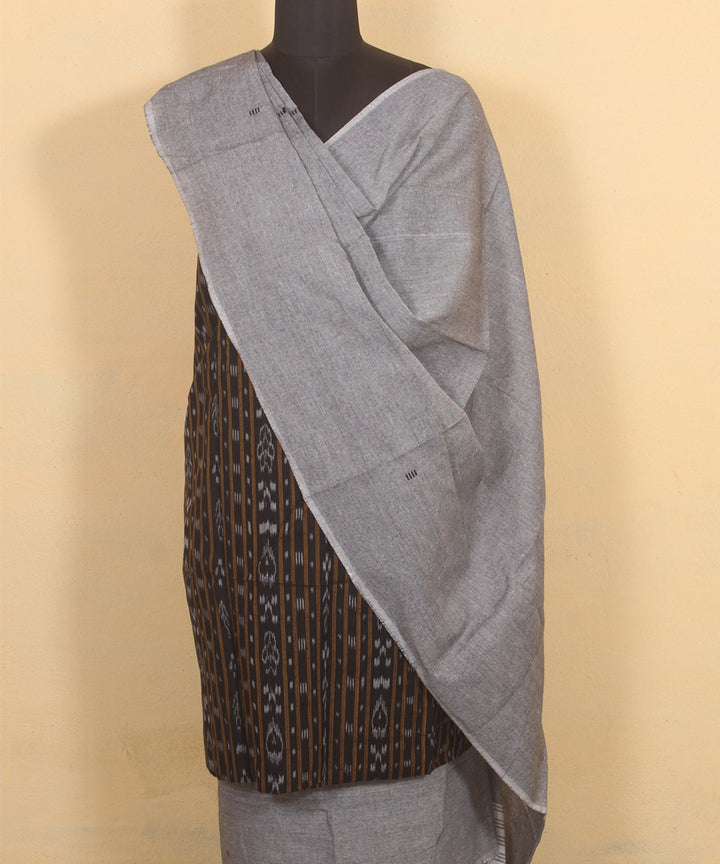 Black grey handwoven cotton sambalpuri dress material