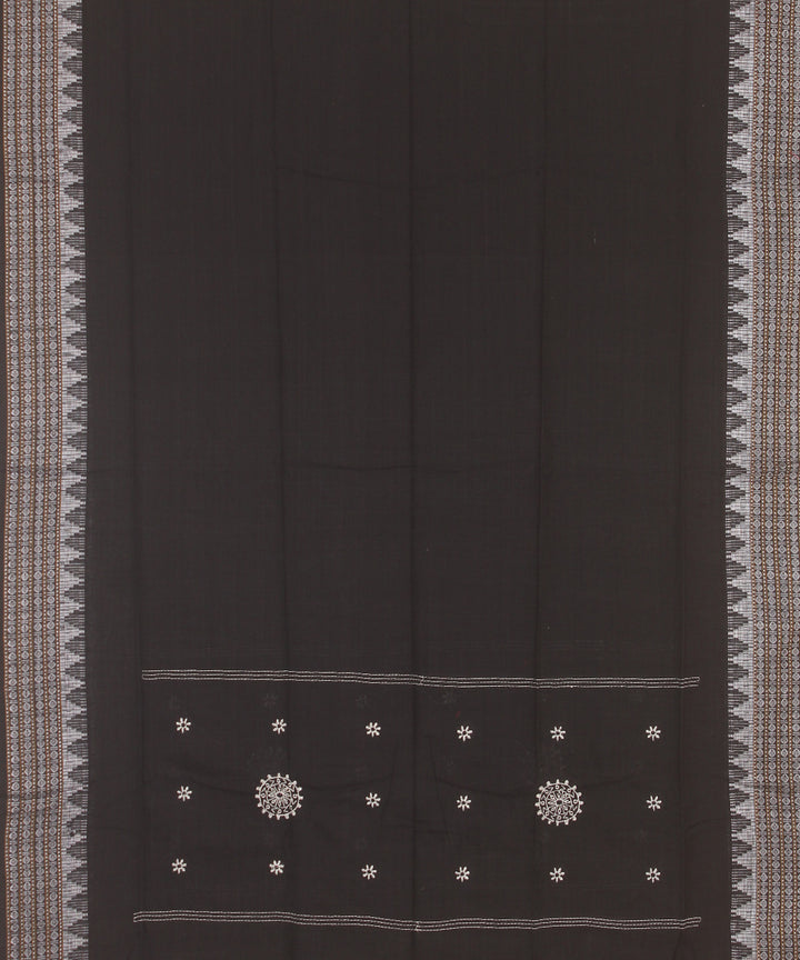 Offwhite black cotton handwoven sambalpuri dress material