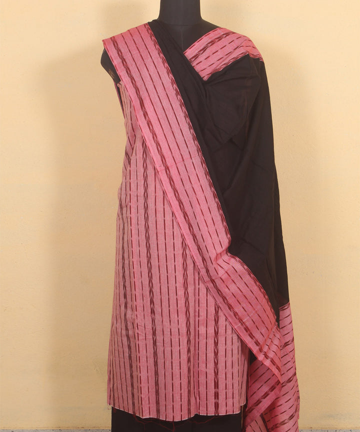 Pink black patch work dupatta cotton sambalpuri dress material
