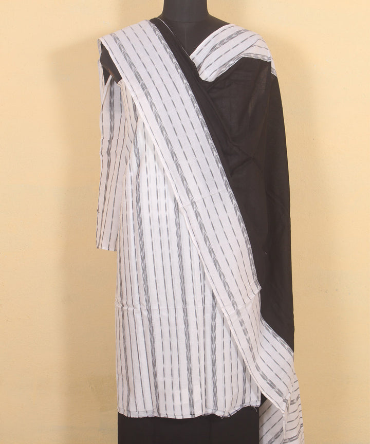 Off white black patch work dupatta cotton sambalpuri dress material