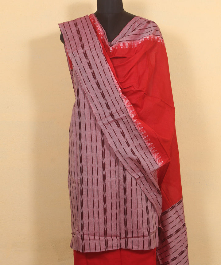 Maroon red patch work dupatta cotton sambalpuri dress material
