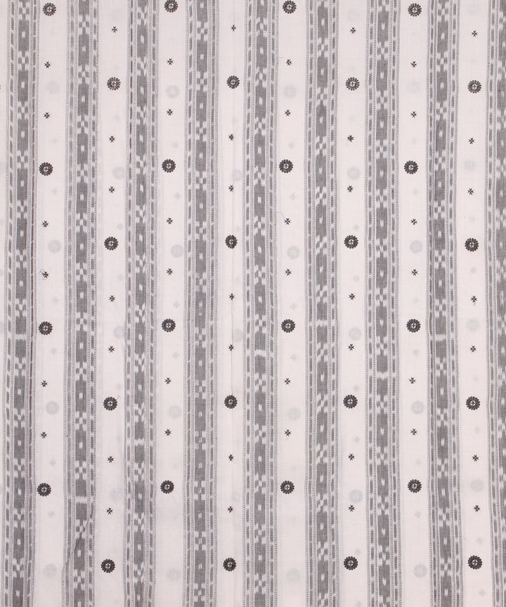 Off white black handwoven cotton sambalpuri dress material