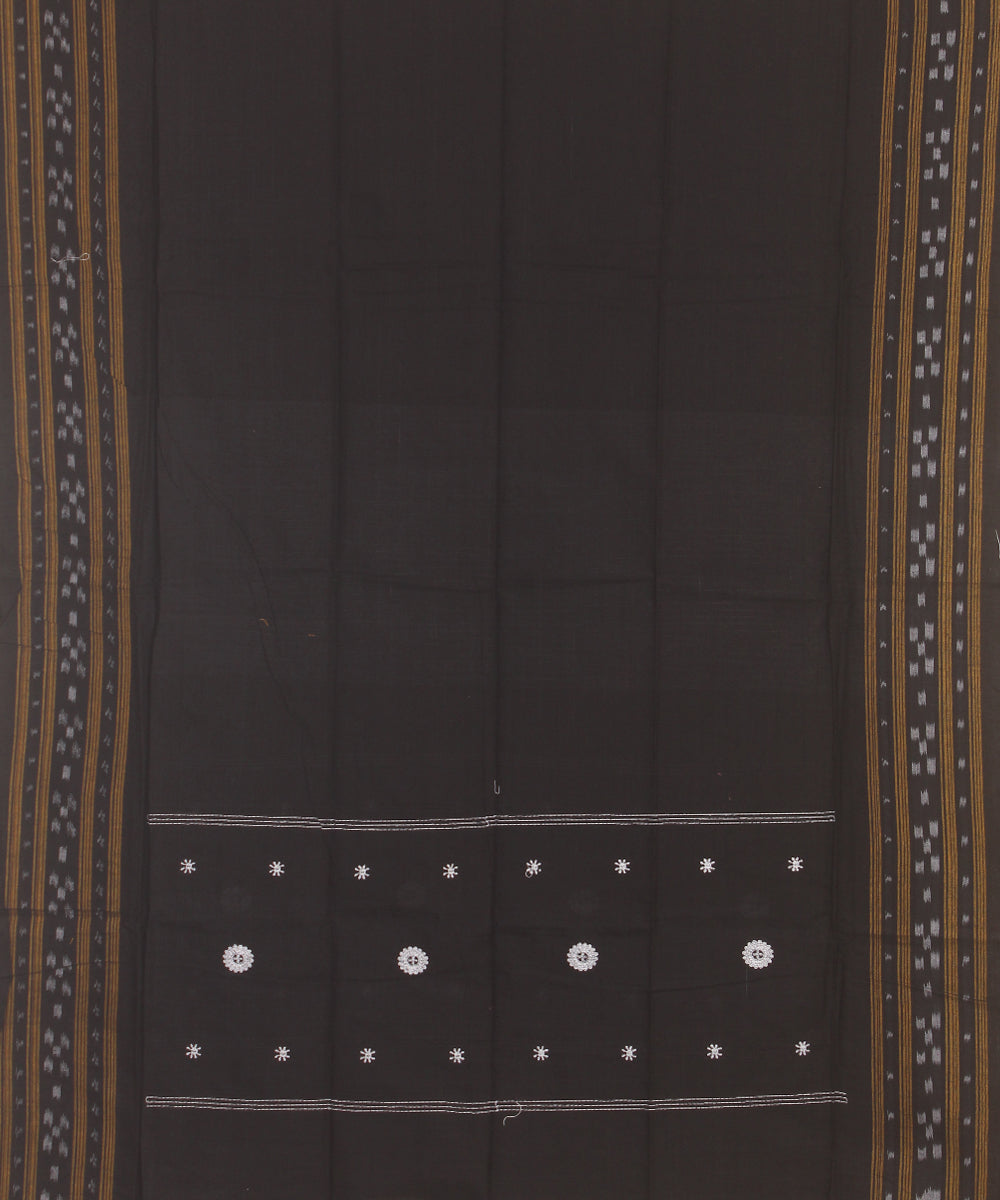 Off white black handwoven cotton sambalpuri dress material