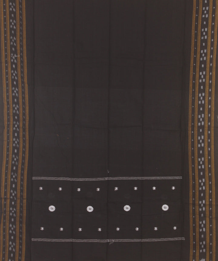 Off white black handwoven cotton sambalpuri dress material