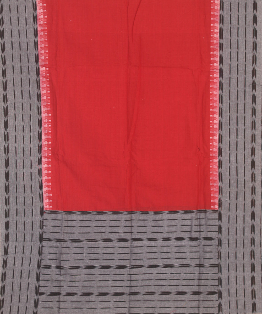 Grey red handwoven cotton sambalpuri dress material