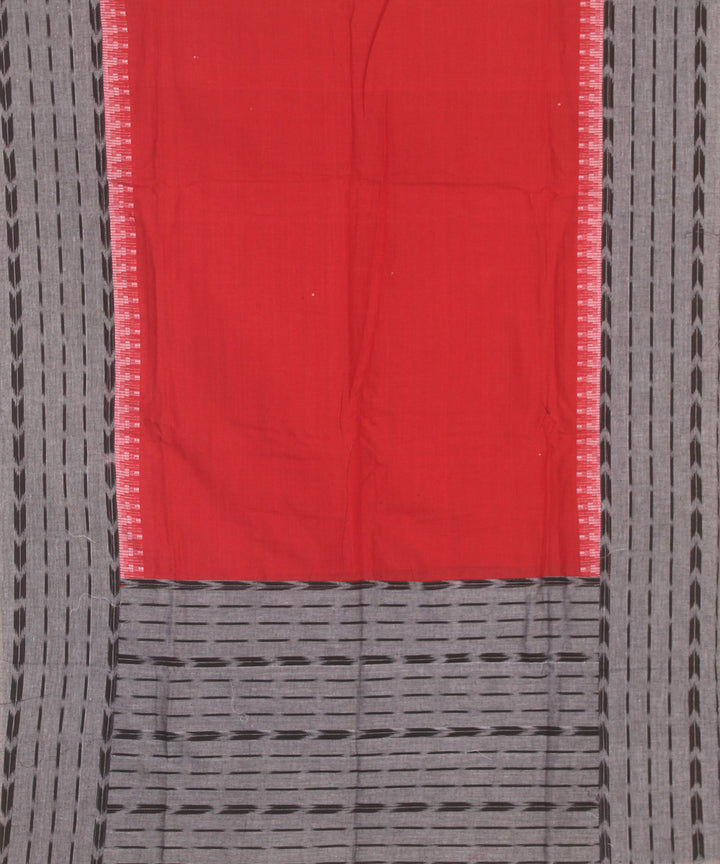 Grey red handwoven cotton sambalpuri dress material