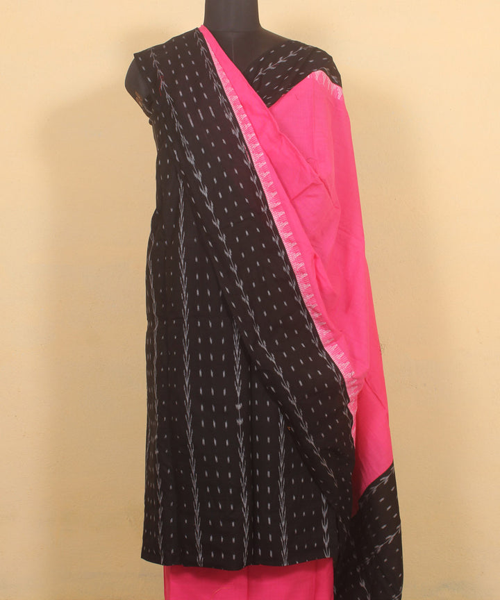 Black pink handwoven cotton sambalpuri dress material