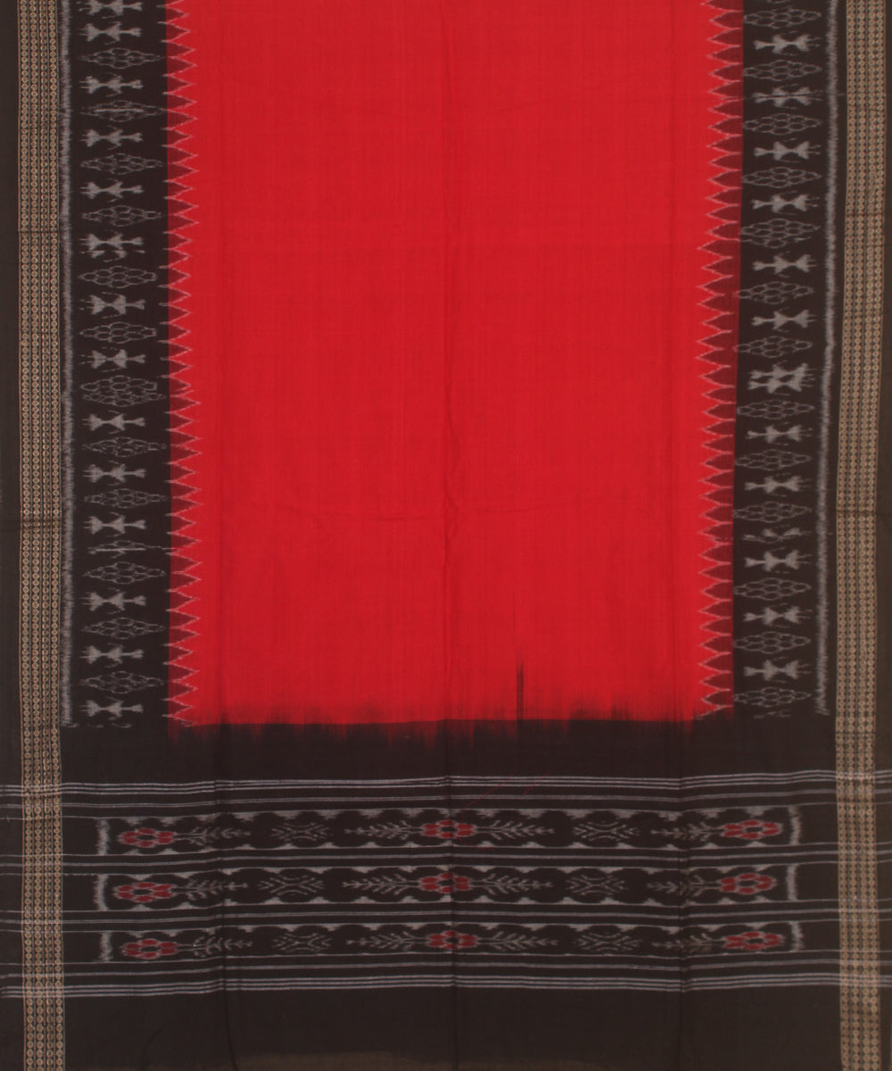 Black red handwoven sambalpuri cotton dress material
