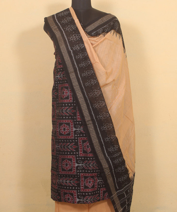 Black cream handwoven cotton sambalpuri dress material