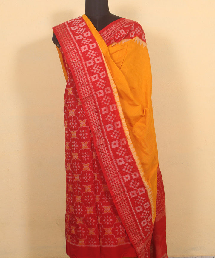 Red yellow handloom sambalpuri cotton dress material