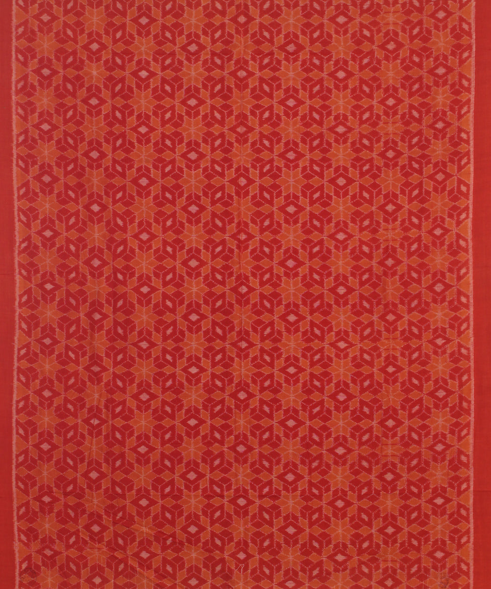 Red cream handwoven cotton sambalpuri dress material