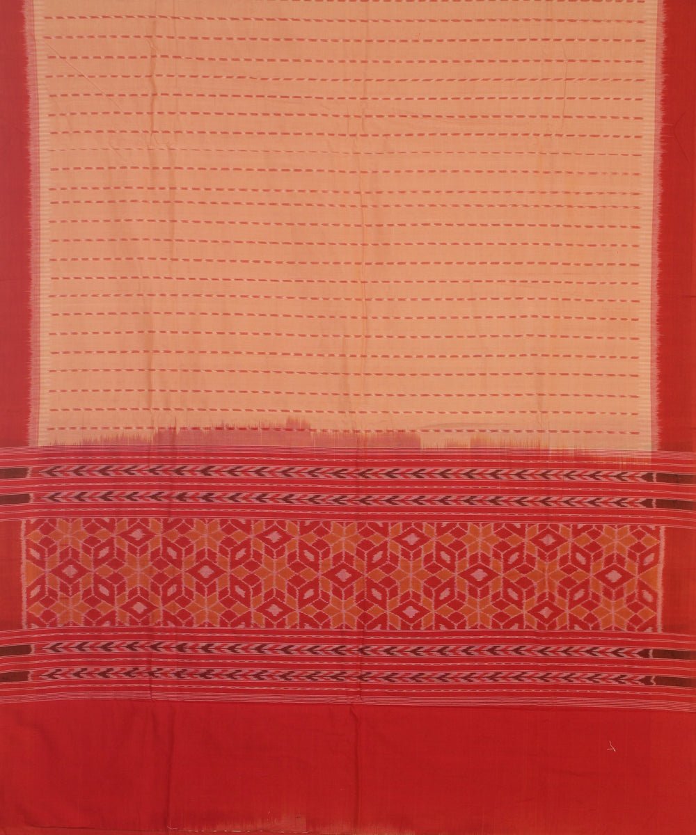 Orange cream handwoven cotton sambalpuri dress material