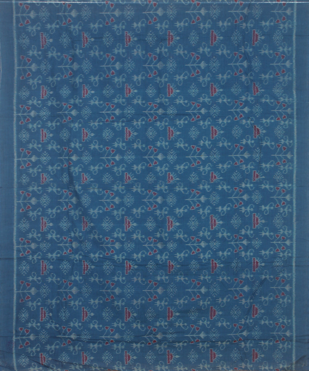 Sky blue red handwoven cotton sambalpuri dress material
