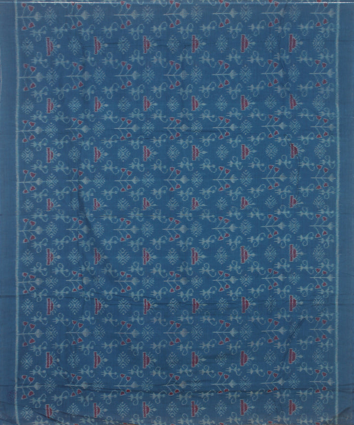 Sky blue red handwoven cotton sambalpuri dress material