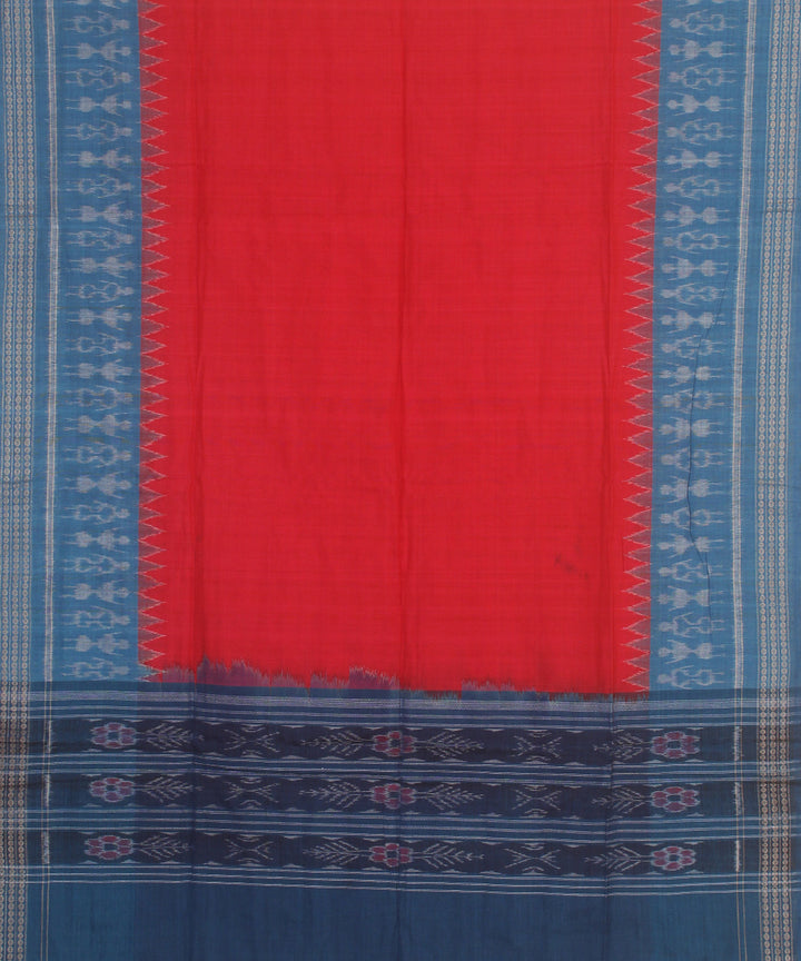 Sky blue red handwoven cotton sambalpuri dress material