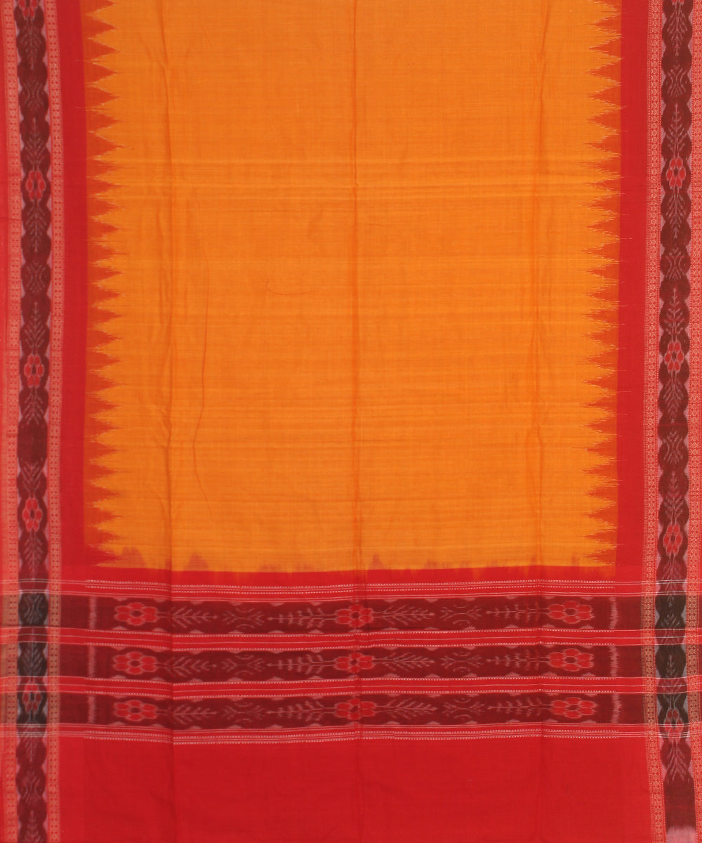 Red yellow handwoven sambalpuri cotton dress material