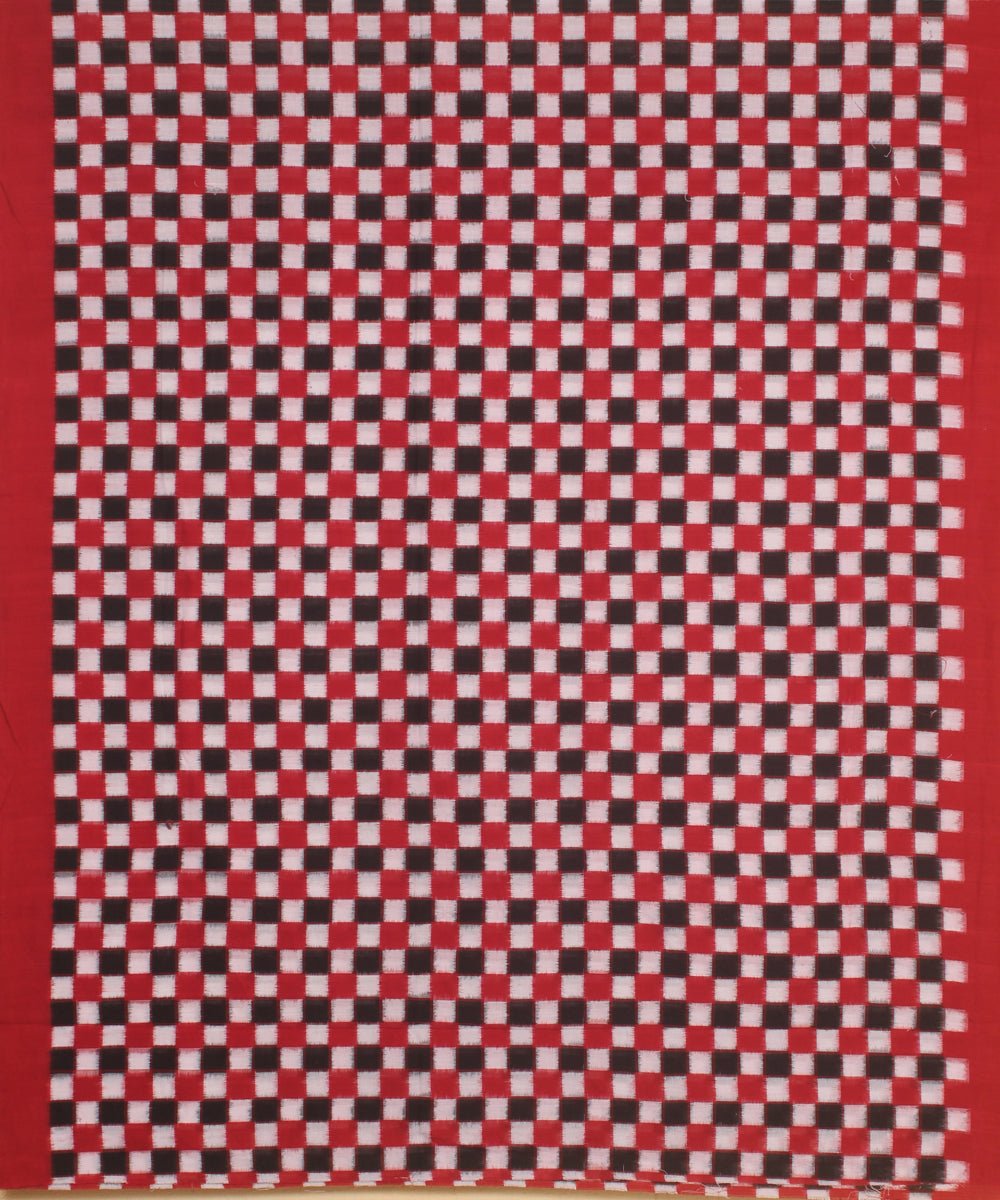 Red black handwoven cotton sambalpuri dress material