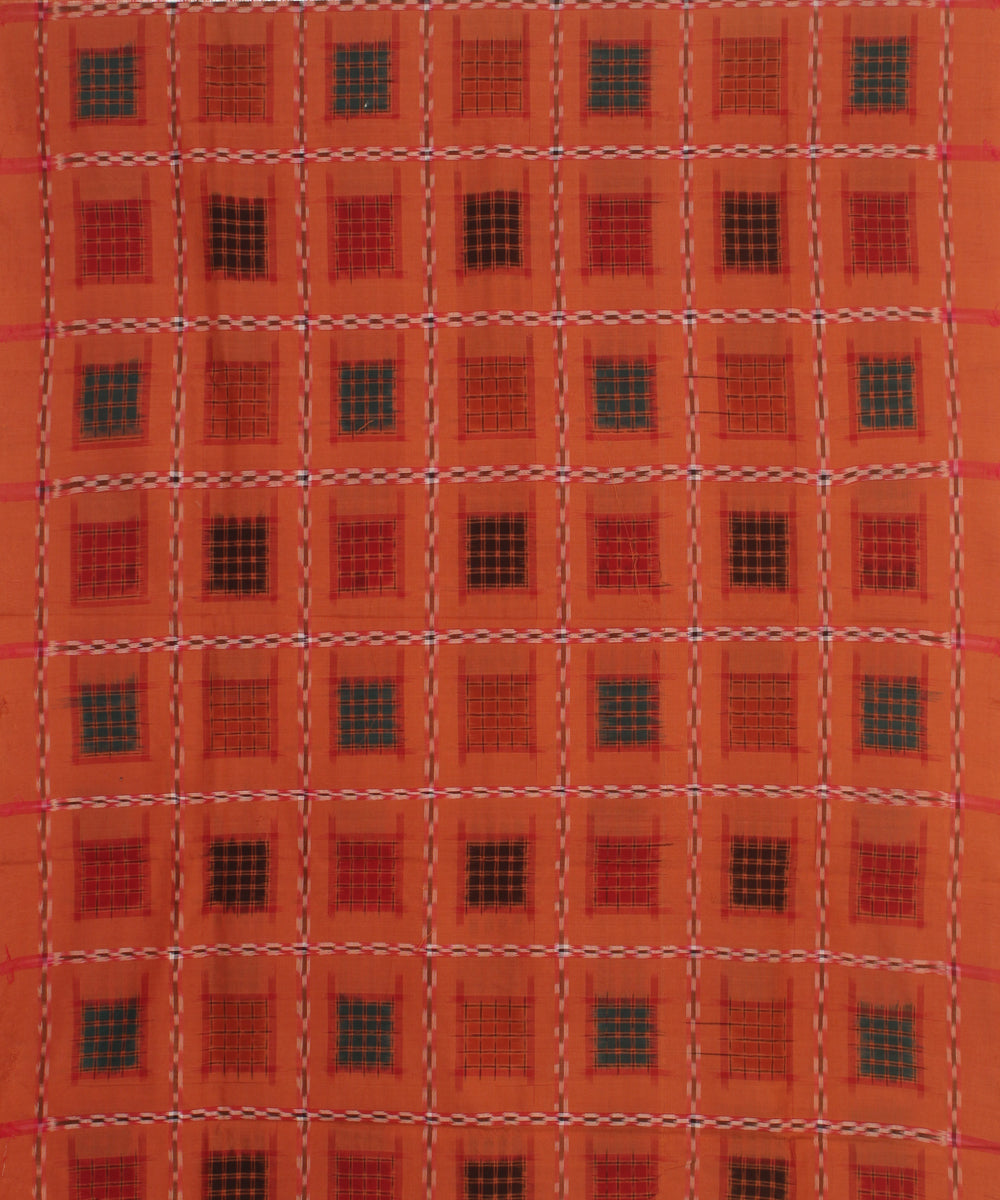 Orange red handwoven cotton sambalpuri dress material