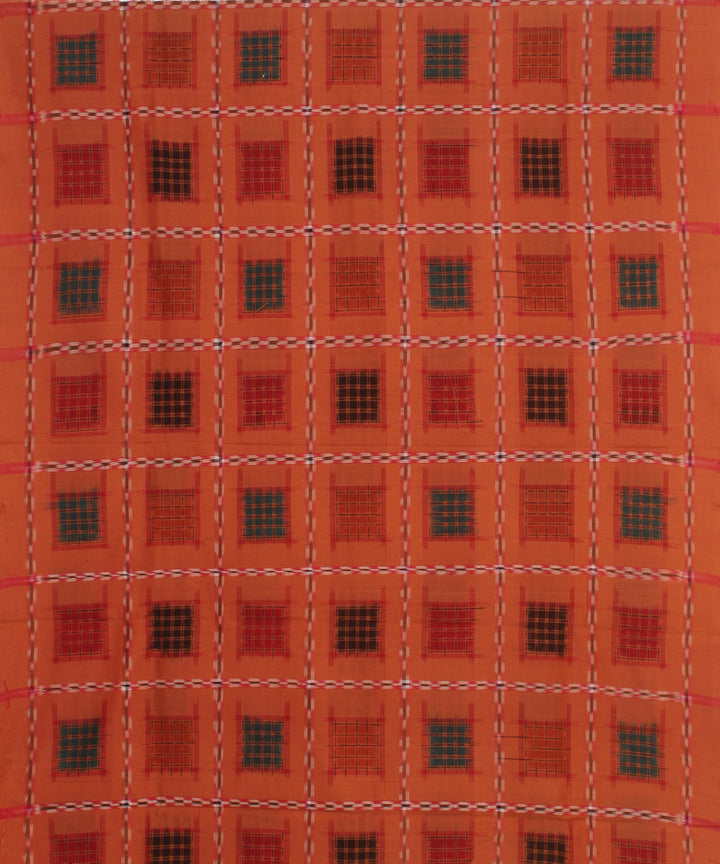 Orange red handwoven cotton sambalpuri dress material