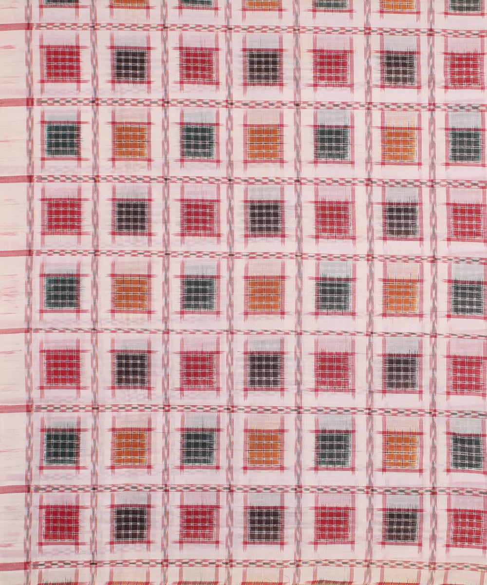 White red handwoven cotton sambalpuri dress material