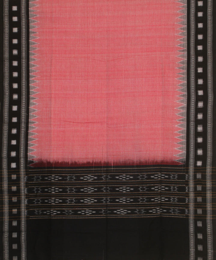 Peach black handwoven cotton sambalpuri dupatta