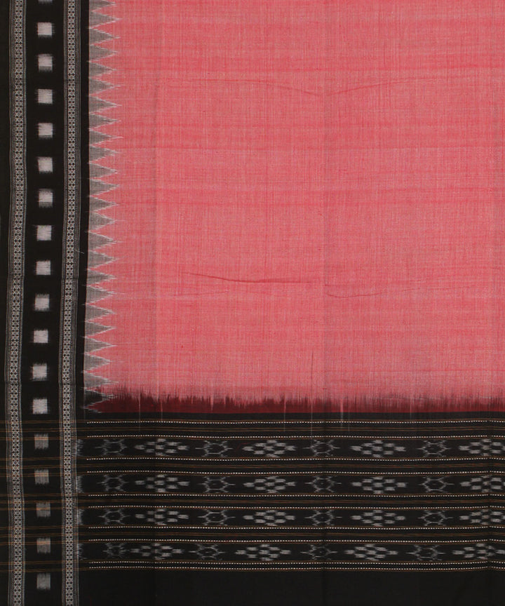 Peach black handwoven cotton sambalpuri dupatta