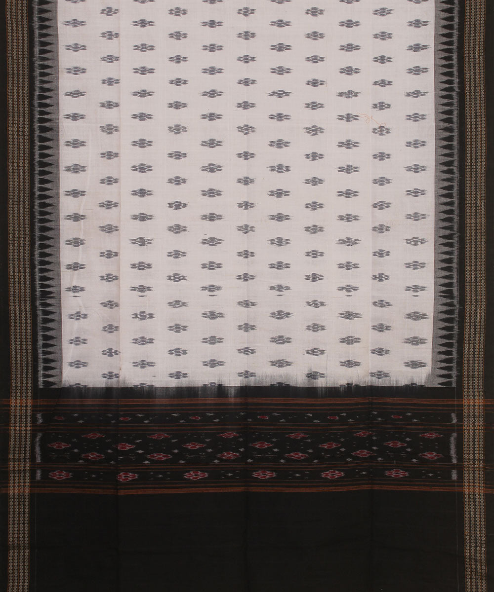 White black handwoven cotton sambalpuridupatta