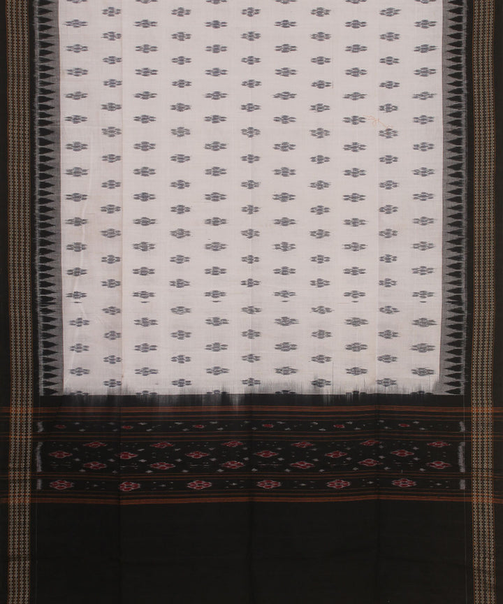 White black handwoven cotton sambalpuridupatta