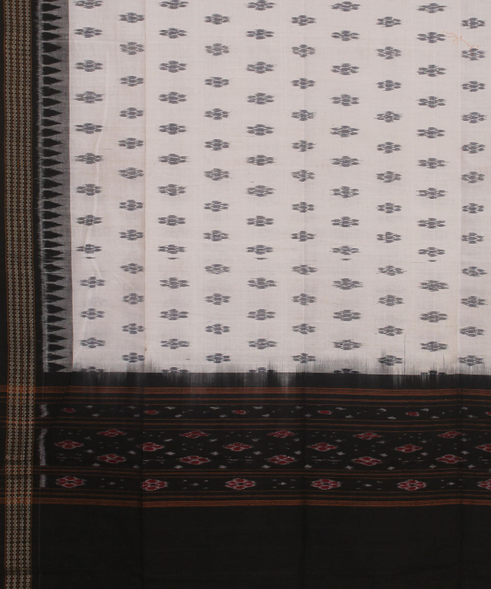 White black handwoven cotton sambalpuridupatta