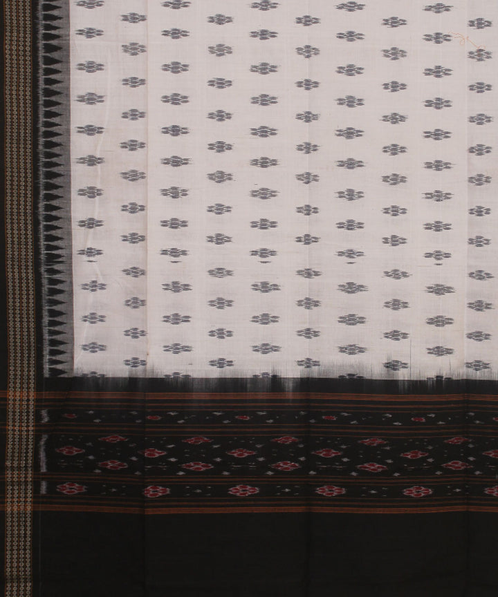 White black handwoven cotton sambalpuridupatta