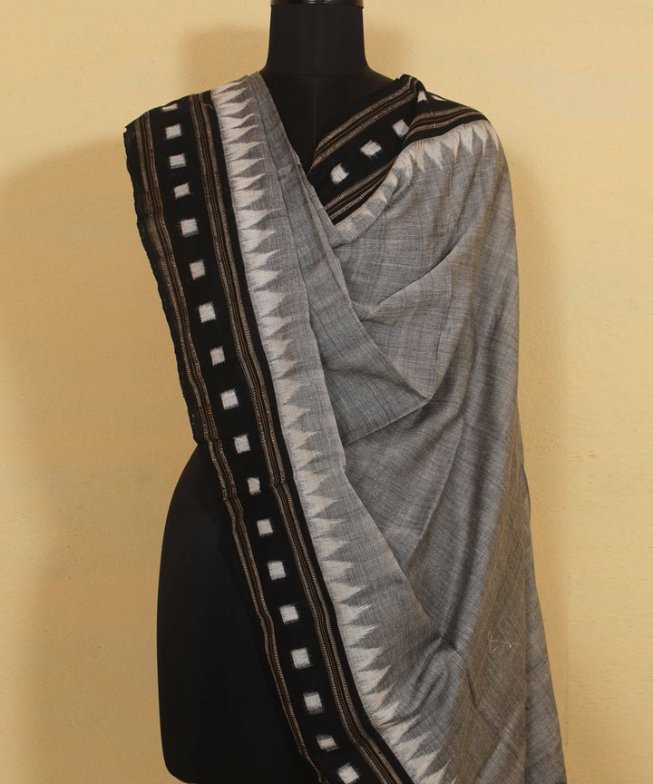 Grey black handwoven sambalpuri cotton dupatta