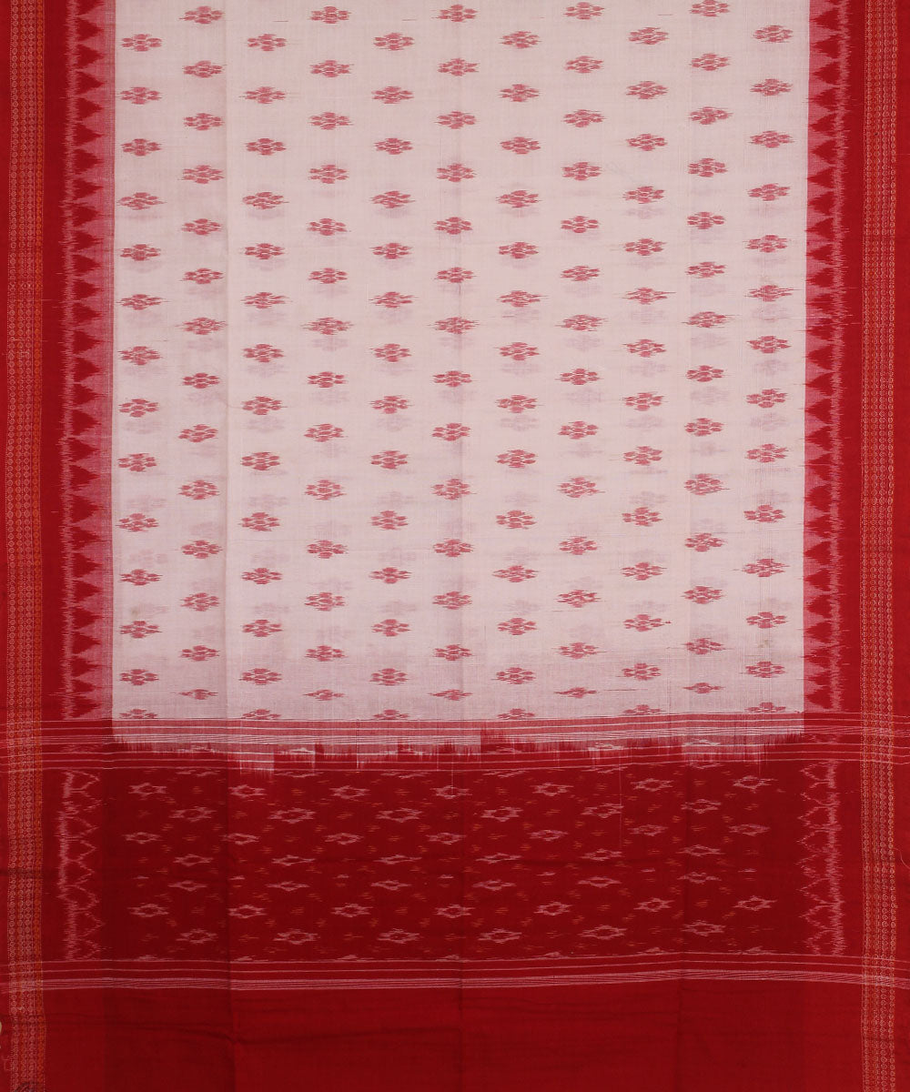 White red handwoven sambalpuri cotton dupatta