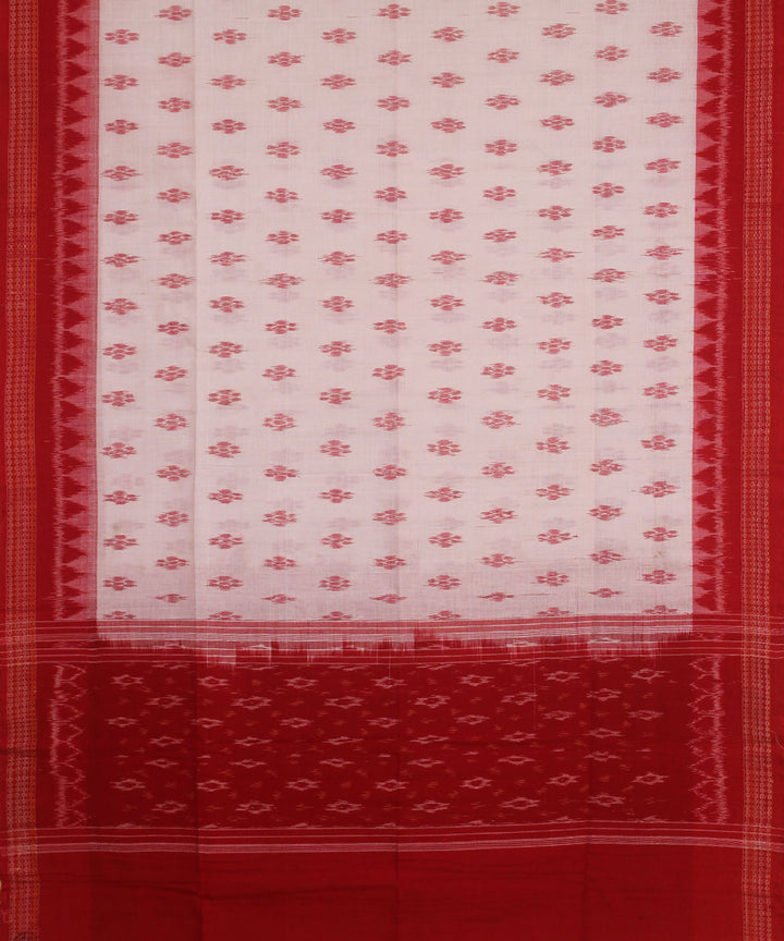 White red handwoven sambalpuri cotton dupatta