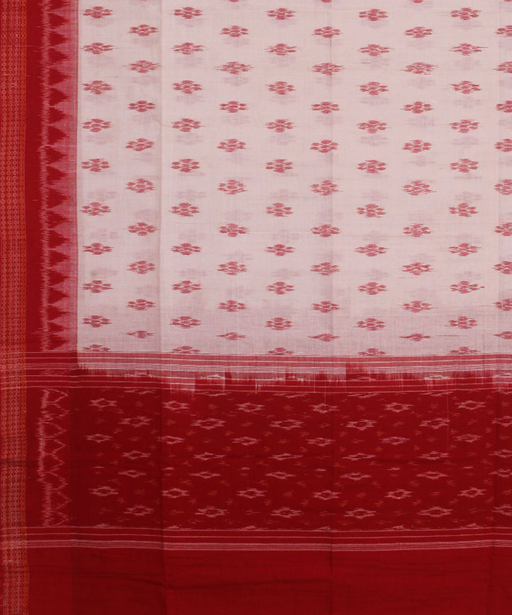 White red handwoven sambalpuri cotton dupatta
