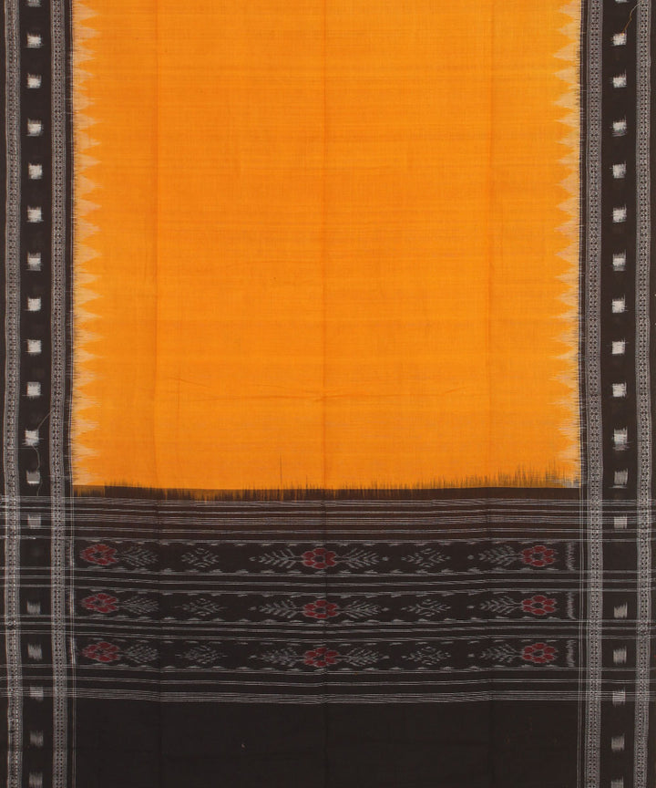 Yellow black handwoven cotton sambalpuri dupatta