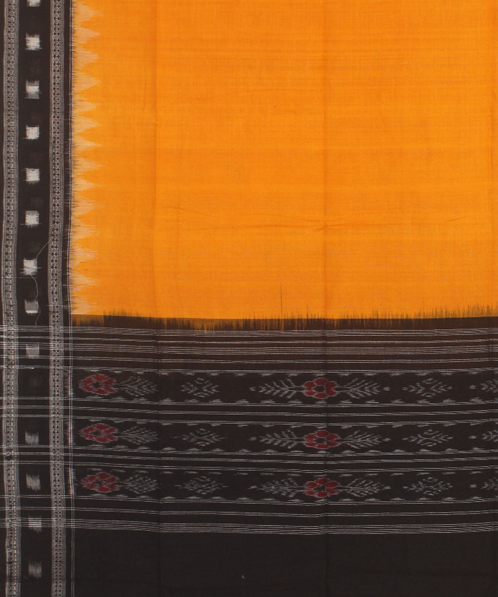 Yellow black handwoven cotton sambalpuri dupatta