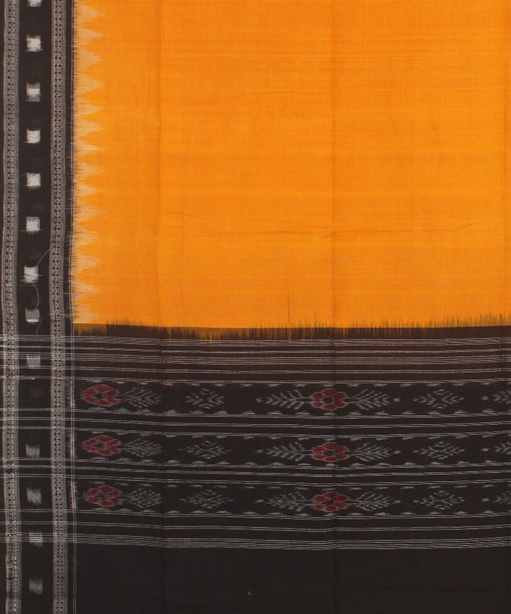 Yellow black handwoven cotton sambalpuri dupatta