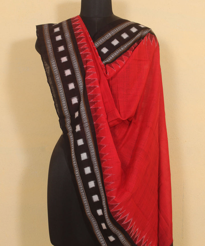 Red black handloom cotton sambalpuri dupatta