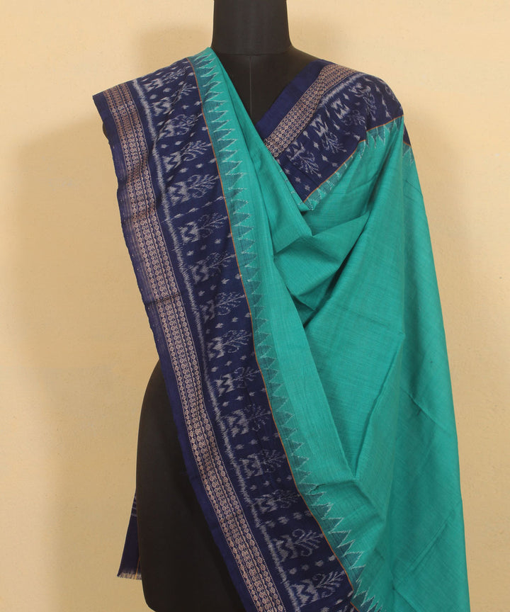 Navy blue sea green handwoven cotton sambalpuri dupatta