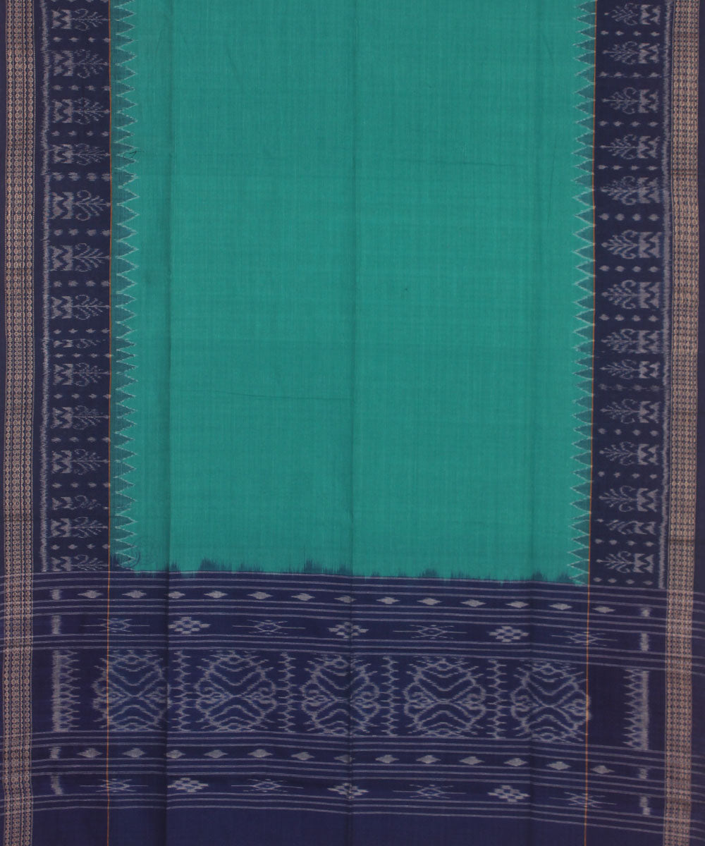 Navy blue sea green handwoven cotton sambalpuri dupatta