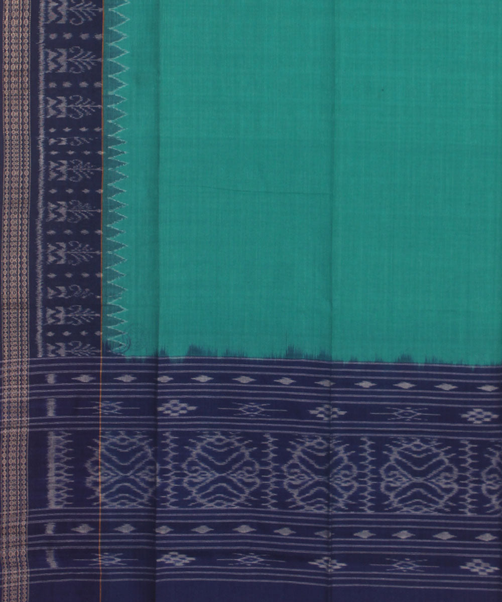 Navy blue sea green handwoven cotton sambalpuri dupatta